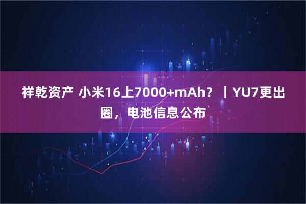 祥乾资产 小米16上7000+mAh？丨YU7更出圈，电池信息公布