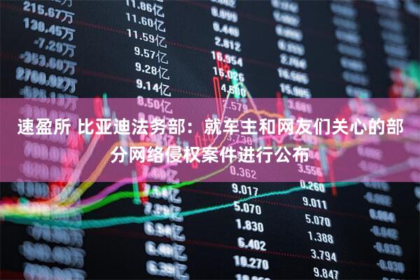速盈所 比亚迪法务部：就车主和网友们关心的部分网络侵权案件进行公布